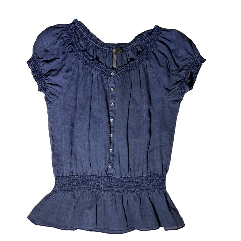 NINE WEST (EUC) 100% Linen Peplum Top Size Large - Picture 8 of 8